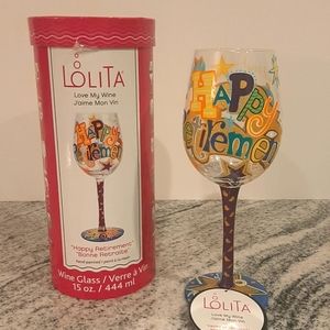nwt LOLITA Happy Retirement Painted Wine Glass Gift